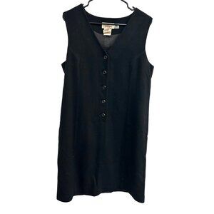 Worthington Womens Black Wool Buttoned Sleeveless Jumper Dress Size 12